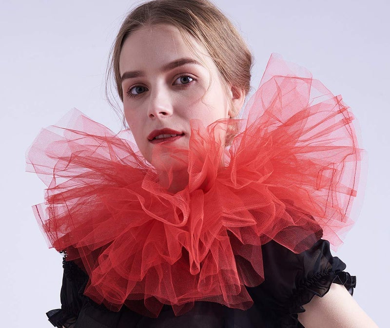 BLESSUME Victorian Retro Mesh Neck Ruff Ruffle Collar Layered Clown Neck Collar - Image 2